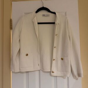 Zara Women's White Textured Sweater